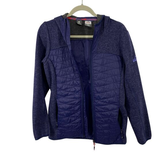 McKinley Womens Wool Puffer Jacket size Small Blue Hooded Full Zip - Picture 13 of 13